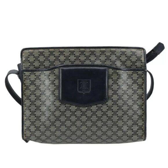 CELINE Macadam Canvas Shoulder Bag Coated Canvas Navy Auth - Picture 2 of 16